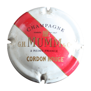 G.H. Mumm Cordon Rouge Champagne Tapa de champán, Cápsulas, Museletes, Placa, Cápsula de champán